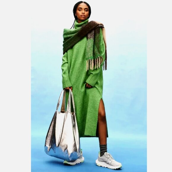 Anthropologie Dresses & Skirts - Anthropologie Turtleneck Cocoon Sweater Dress Daily Practice Kelly Green L P LP